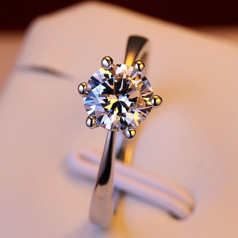 NEW 1ct Solitaire Diamond 925 Sterling Silver Ring